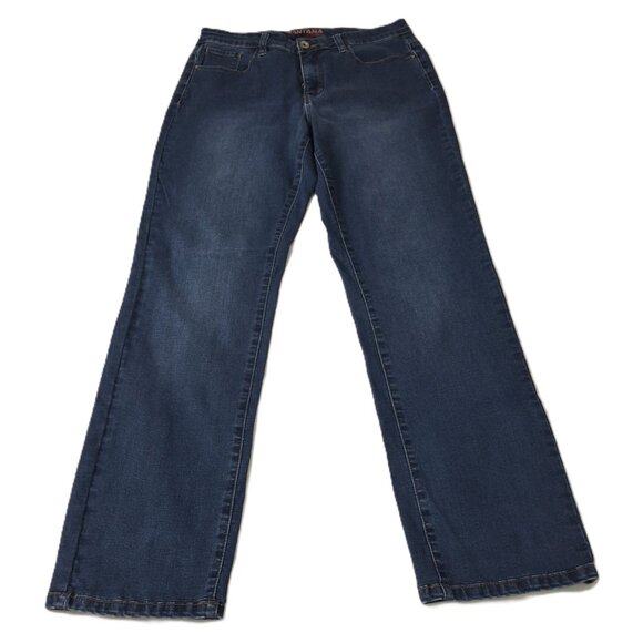 Vintage Womens Santana Mid Rise Straight Leg Jeans Size 10 Dark Blue Wash - Picture 1 of 15